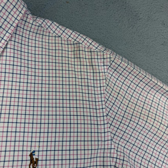 Ralph Lauren Shirt Mens Large Pink Blue Plaid Check Button Down Cotton Oxford - Picture 6 of 14